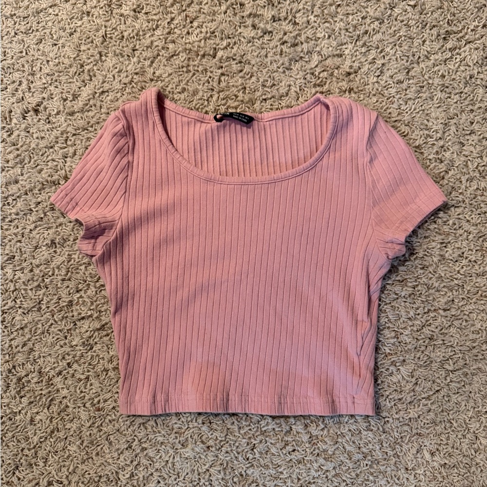 Ribbed Pink Crop Top